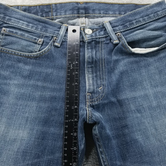Levis 514 Jeans Mens 32x34 Blue Regular Straight Mid Rise Dark Wash Faded - Picture 8 of 9